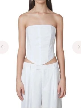 Nia Women's Strapless Linen Blend Corset Top in White Size Small *Flaw